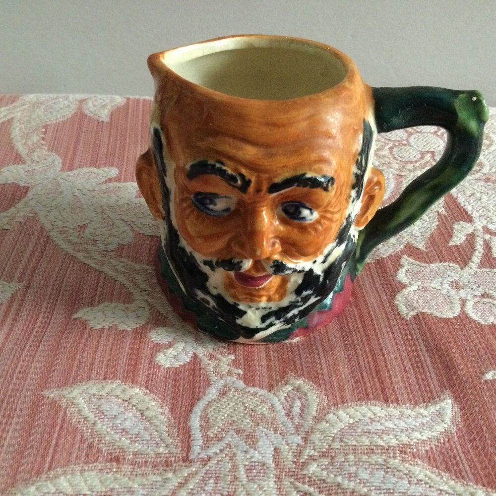Vintage ceramic head face toby mug handled marked 3"